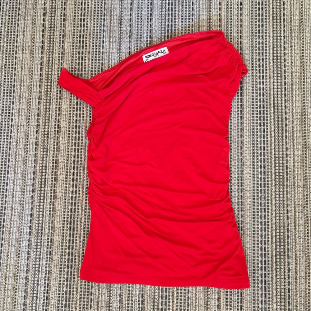 Princess Polly Vibrant Red One-Shoulder Blouse